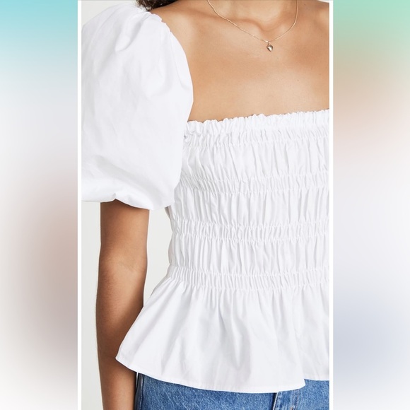 ASTR the Label Bubble Puffy Sleeve Smocked white top size L - Picture 6 of 7